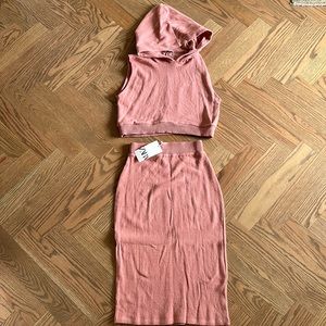 NWT Zara pencil skirt and hooded top